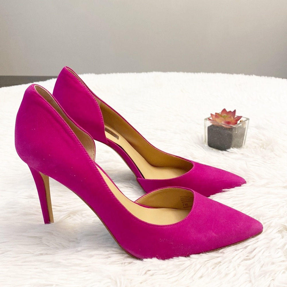 INC Pink Fuschia Suede Heel Stiletto Pointed Toe Dress Cocktail women size 7